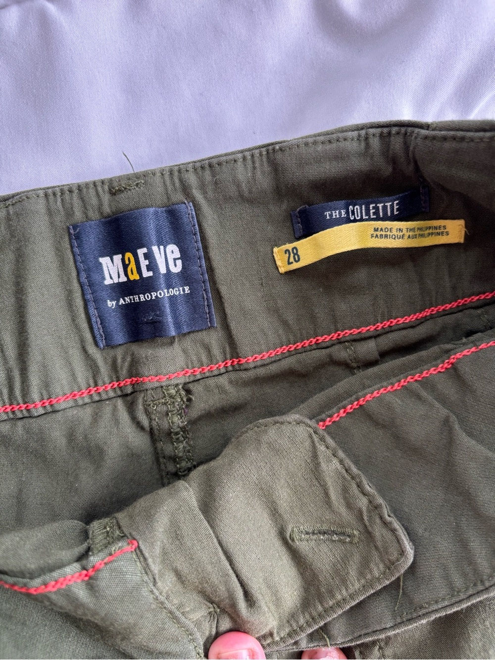 Maeve Anthropologie The Colette Olive Green Wide-Leg Cropped Pants Sz 28 - Picture 2 of 4